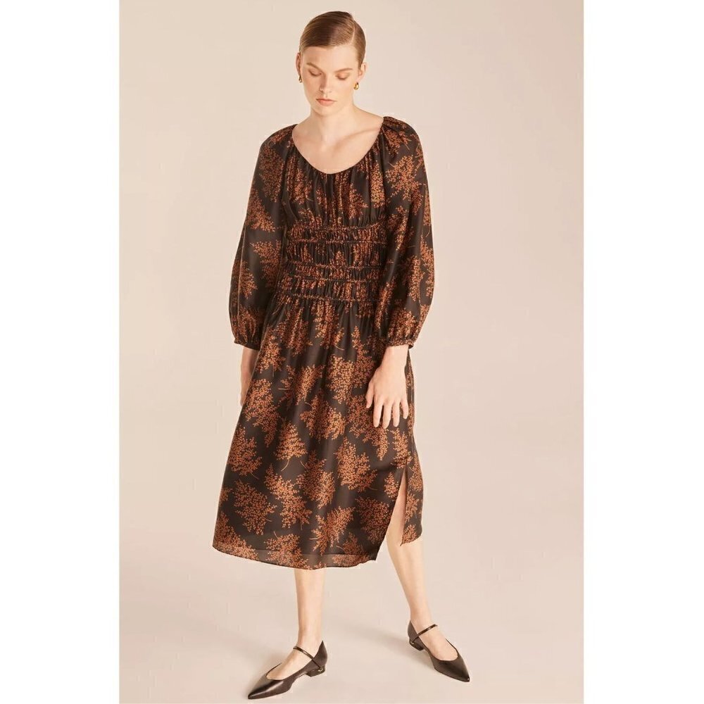 Rebecca Taylor Arden Blouson Sleeve Dress Black Womens Size Small